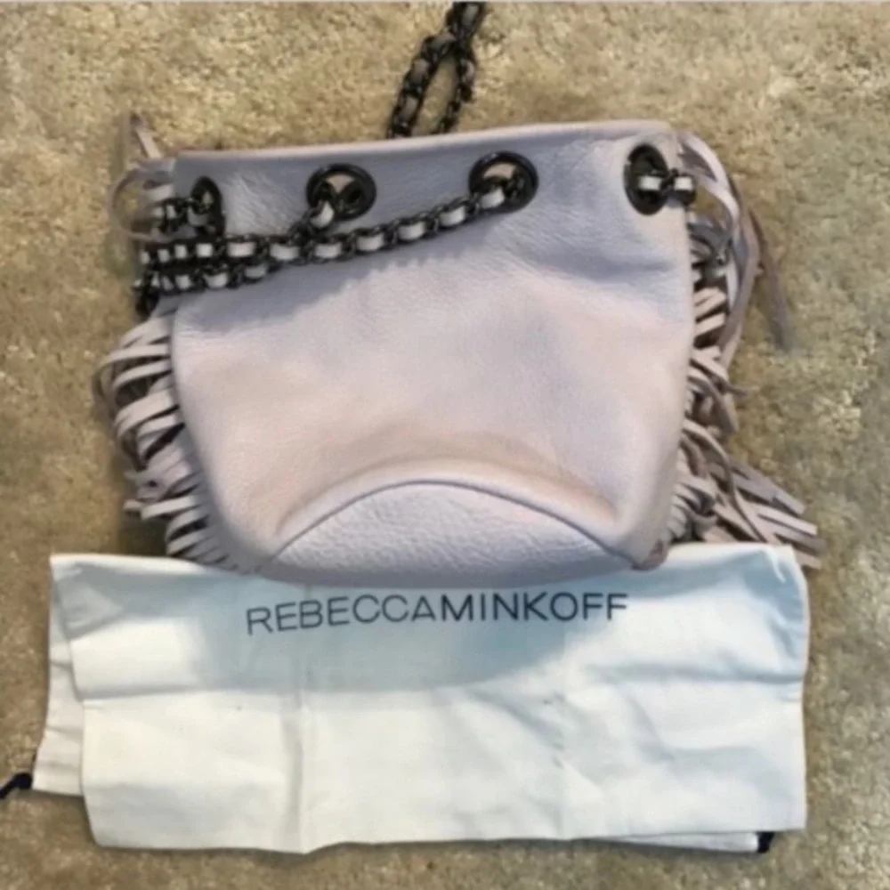 REBECCA MINKOFF LIGHT LILAC BRUNI FRINGE Bag NWT